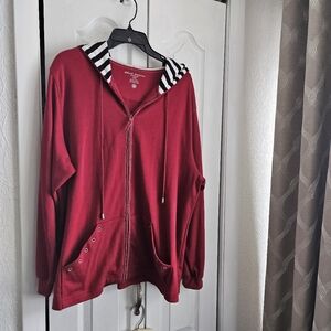 Alfred Dunner Bright Red Women's Zip Sweatshirt Sz 18